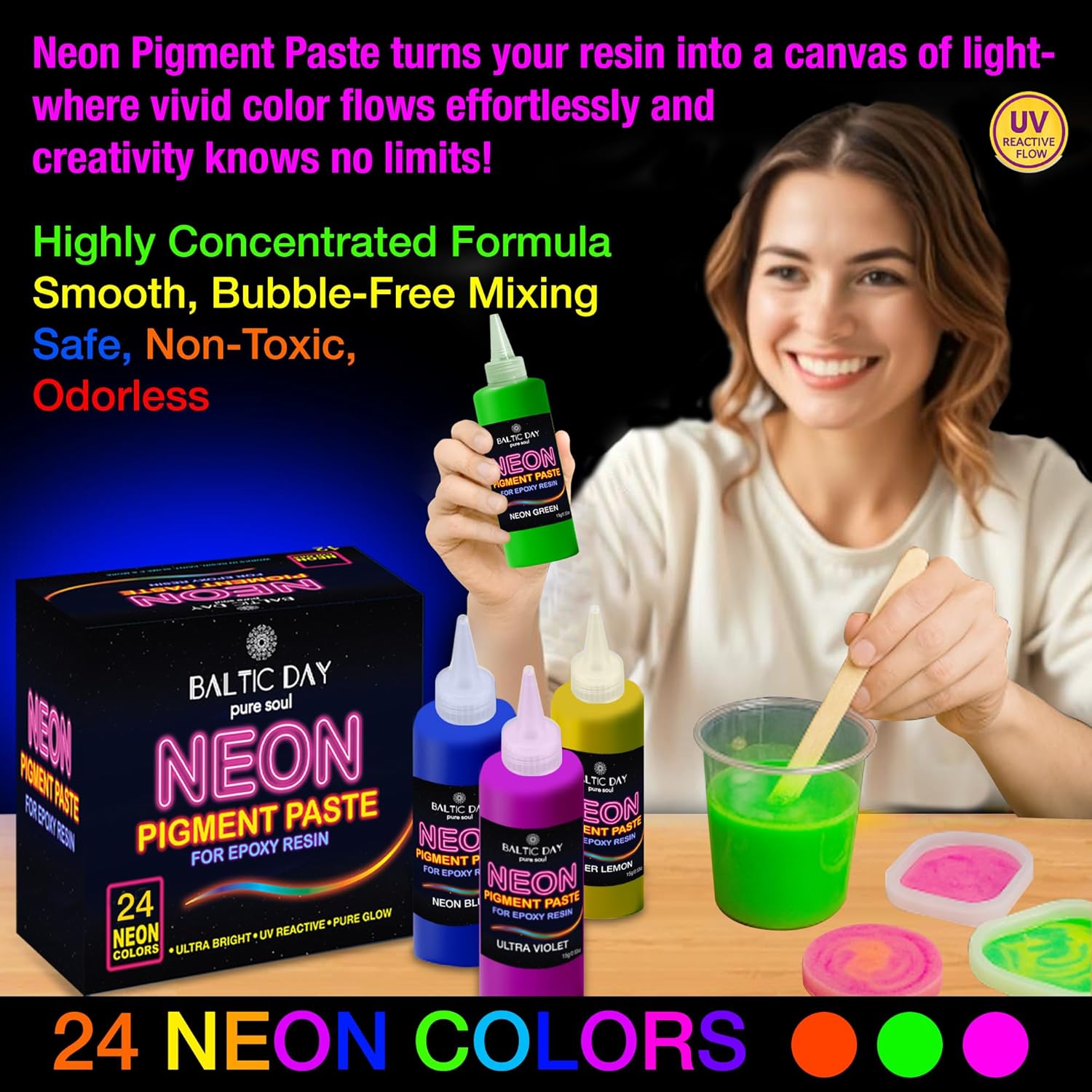 Neon Pigment Paste For Epoxy Resin – 36 Ultra-Bright Colors (15G) | Mica Powder Paste Dye – High-Gloss, Easy Mix For Uv Resin, Epoxy Art & Deep Pour Projects