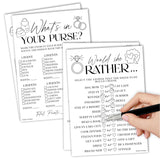 20 Minimalist Hilarious Bridal Shower Games For 20 Guests - Couples Wedding Shower Games, Would She Rather Bridal Shower Game Set, Whats In Your Purse Game Bridal Shower