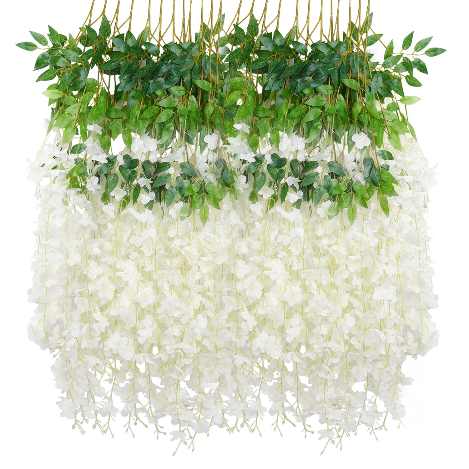 12 Pack Wisteria Flower Vines Garland 3.75 Feet Fake Hanging Flower Artificial Wisteria Vines Rattan For Wedding Party Garden Greenery Home Wall Decoration?White