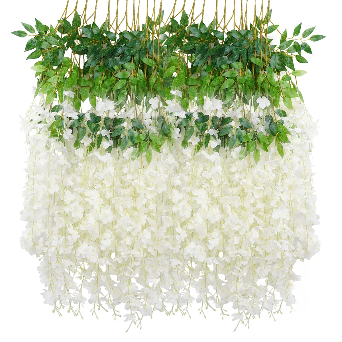 12 Pack Wisteria Flower Vines Garland 3.75 Feet Fake Hanging Flower Artificial Wisteria Vines Rattan For Wedding Party Garden Greenery Home Wall Decoration?White