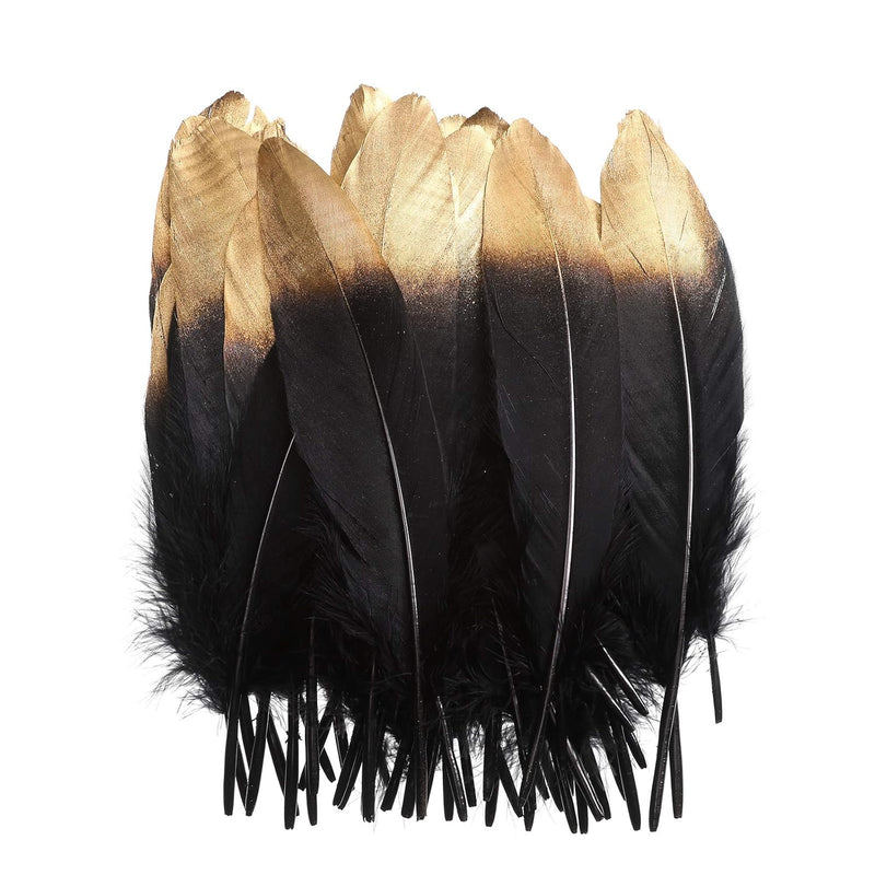 50Pcs Gold Dipped Goose Feathers - Colorful Silver Dipped Goose Feather 6-8Inc