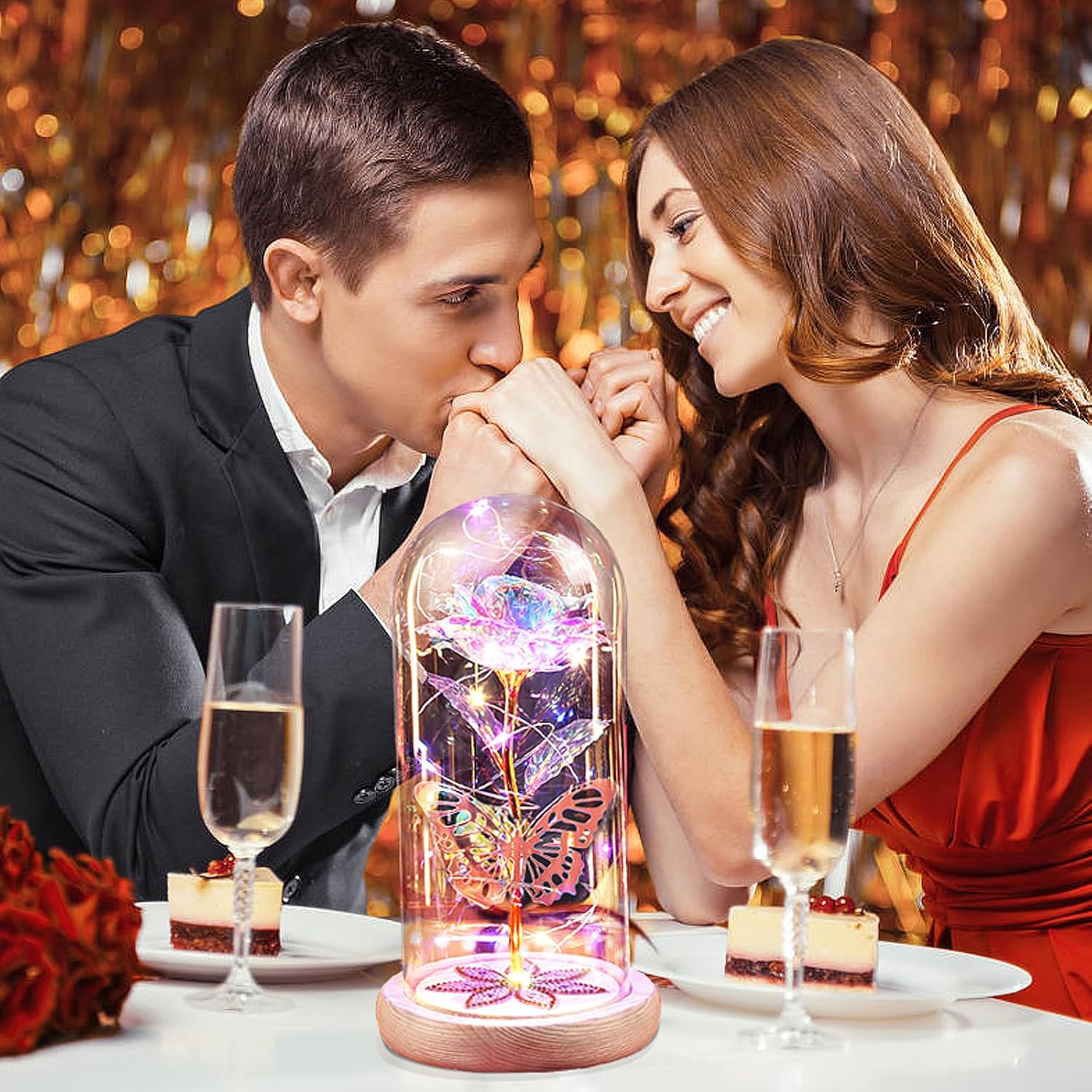 Valentines Day Rose Gifts For Her Women Mom, Galaxy Glass Rose Forever Preserved Flowers For Delivery Prime Rose In Glass Dome Valentine'S Day Flowers Gift For Wife Girlfriend Daughter Anniversary