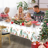 3Pcs Christmas Tablecloth Rectangle Disposable Table Cover 54 X 108In Waterproof Winter Snowman Snowflake Xmas Tablecloth For Christmas Theme Birthday Party, Picnic Christmas Holiday Party Decoration