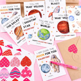 Valentines Day Cards For Kids School - 48 Packs Space Valentine Cards Classroom For Boys & Girls Exchange - Class Valentine'S Card Bulks With Envelopes & Heart Stickers