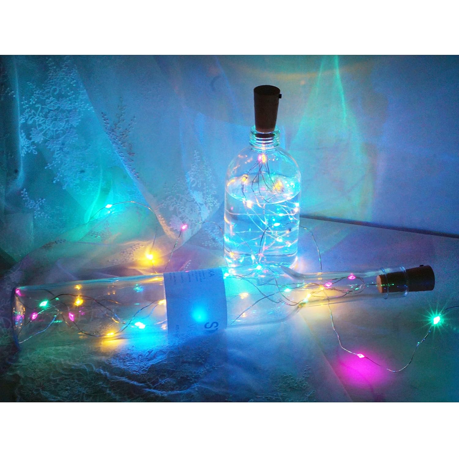 20 Led Wine Bottle Lights With Cork, 15 Pack Battery Operated Cork Shape Fairy Light Waterproof Mini Copper Silver Wire