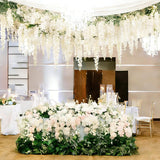12Pcs Artificial Wisteria Flowers 3.25Ft Fake Silk Wisteria Rattan Hanging Flower Garland String For Wedding Arch Party Centerpieces Wall Background Home Decor (White)