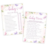 5" X 7" Floral Baby Shower Double-Sided Game Cards With Answer Card - 50 True Or False & Baby Trivia - 2 Games, Gender Reveal Game Cards - Party Decor & Supplies - A04