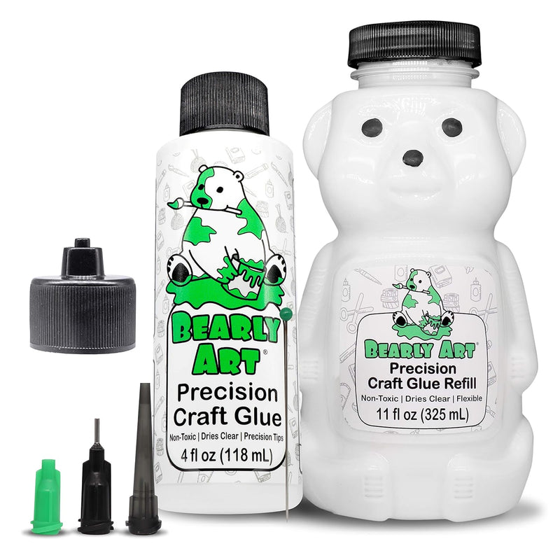 Precision Craft Glue -The Bundle - 4Fl Oz And 11Fl Oz Refill Bear - Tip Kit In