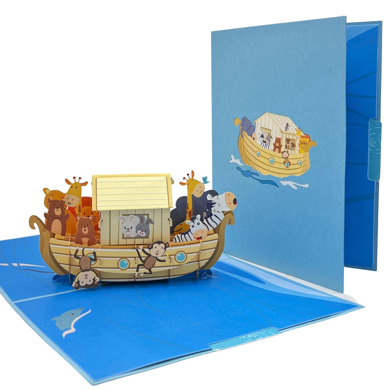 Pop Up Greeting Card Cartoon Animals Boat Adventure Journey Kid’S Gift Birthday Thank You Family Present For Children Fun Celebration