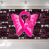 Breast Cancer Awareness Backdrop Banner, Pink Ribbon Decor, 72 x 43 Inches
