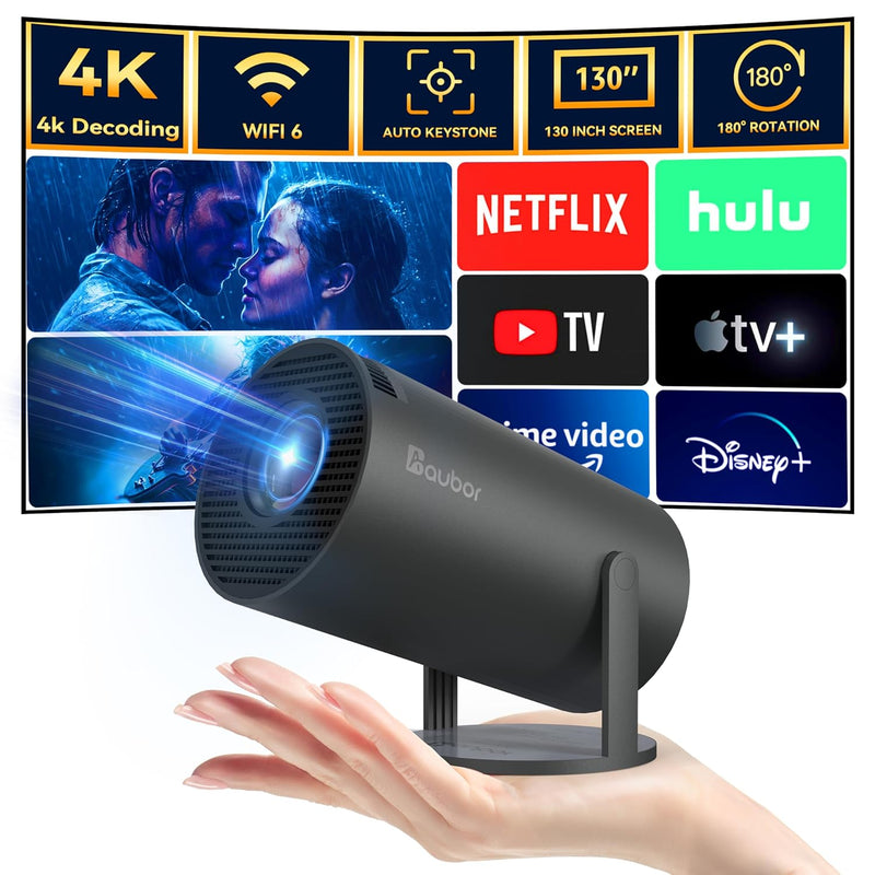 Mini Projector With Android Tv 11.0, Support 1080P Smart Portable Projector Wi