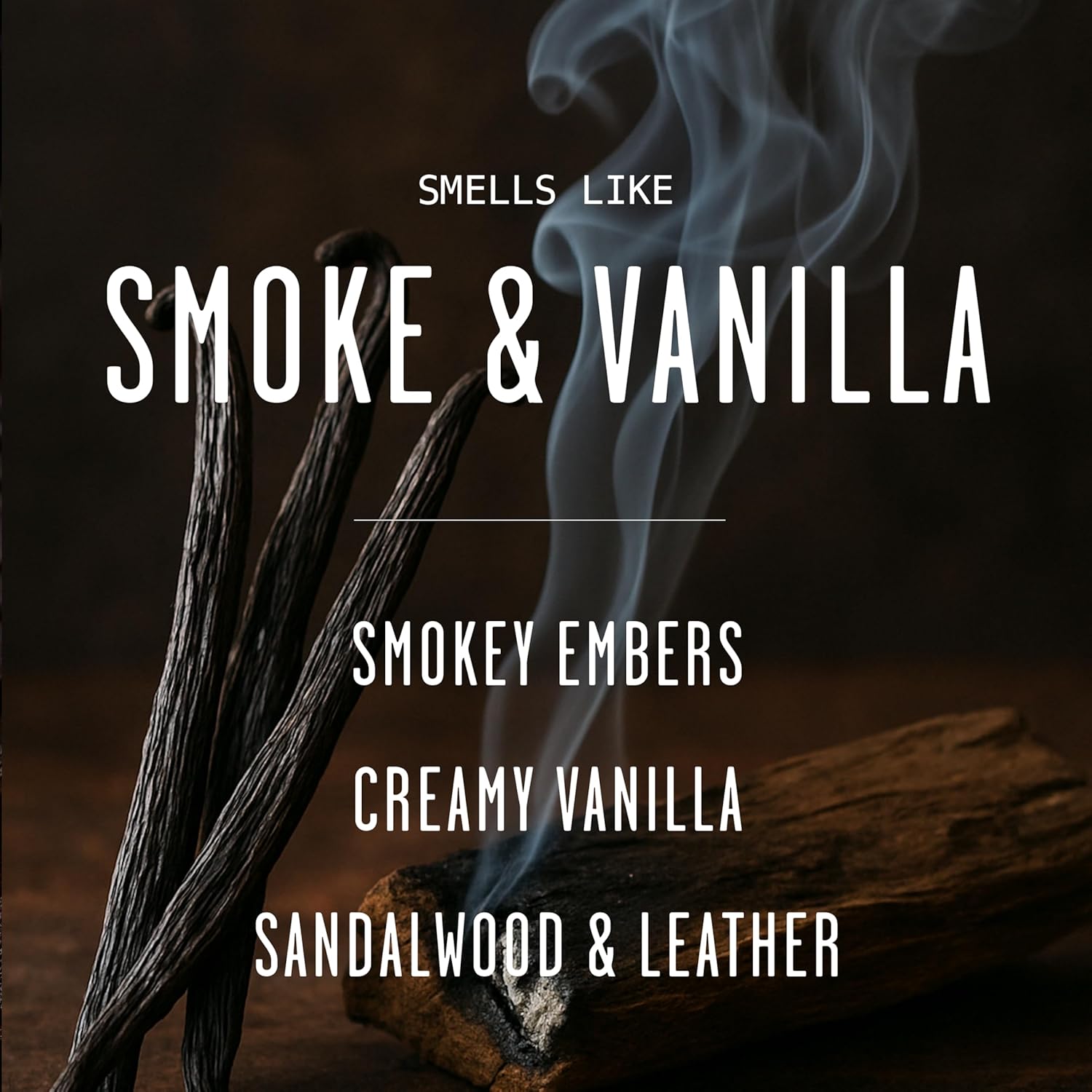 Smoke And Vanilla Candle I Scented Black Candles For Men Or Women - Fire Wood, Vanilla & Smoke Soy Wax Mens Candle - Infused W/Essential Oils | Long-Lasting 50Hr Burn, 9Oz I Non Toxic I Made In Usa