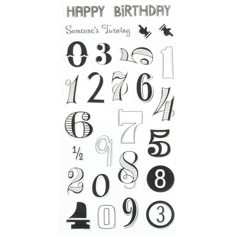 Happy Birthday Numbers Unmounted Clear Rubber Stamp Set For Cards And Scrapboo