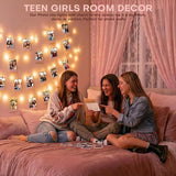 40FT 120 LED Photo Clip Fairy Lights with 50 Clips Hanging Picture String Lights 8 Modes Timer Waterproof Bedroom Dorm Wall Decor Teen Girl Birthday Christmas Gift Aesthetic Room Decor
