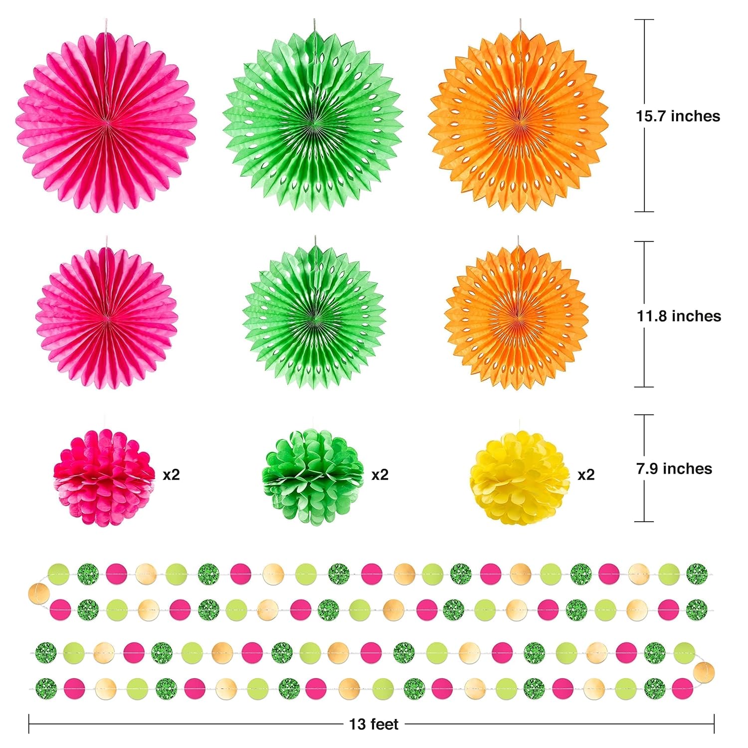 Tropical Party Decorations Paper Fans Colourful Folding Honeycomb Flower Garland Kit Wall Decor For Hawaiian Exotic Summer Beach Pool Party Decoration Birthday Celebration Supplies 12Pcs