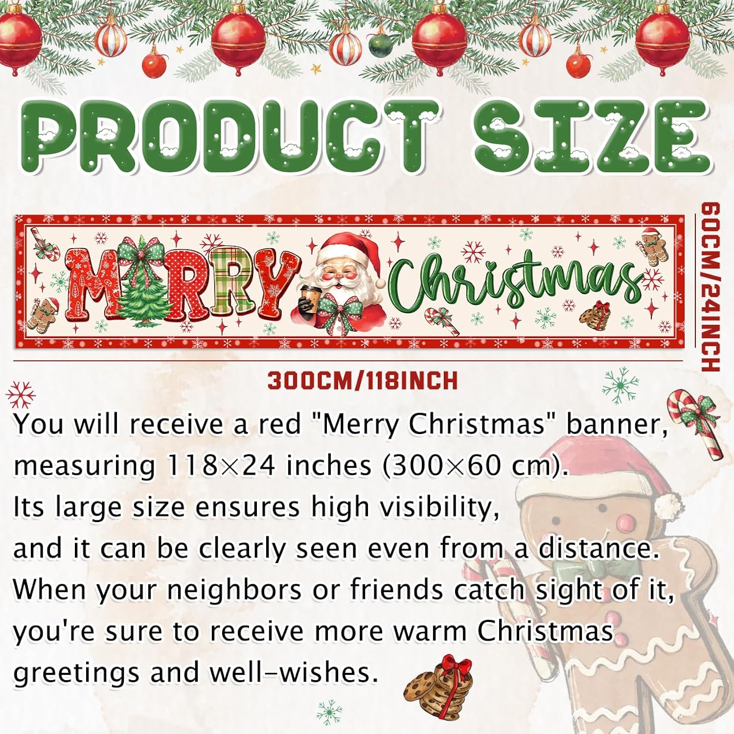 Large Christmas Banner Christmas Outdoor Decorations,Red Bow And Santa Claus Yard Sign,Merry Xmas Banner For Indoor/Outdoor Xmas Party Happy New Years Celebration