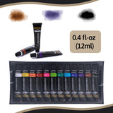 Premium Watercolor Paint Set, 12 Bright Colors, 0.4 Fl Oz Tubes