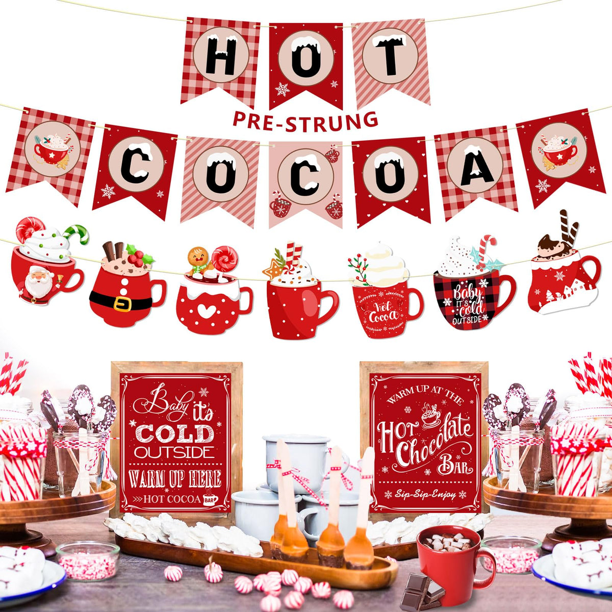 Pre-Strung Hot Cocoa Bar Decorations Hot Cocoa Bar Party Supplies
