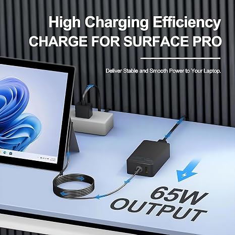 Microsoft Surface 65W Laptop Charger AC Power Adapter with 8.8ft Power Cord