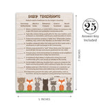 Woodland Animals Baby Shower Games — Baby Traditions Around The World Game — Pack Of 25 — Gender Neutral, Reveal Party, Rustic Jungle Fun Baby Facts Trivia Couples Shower Activity G601-Btw