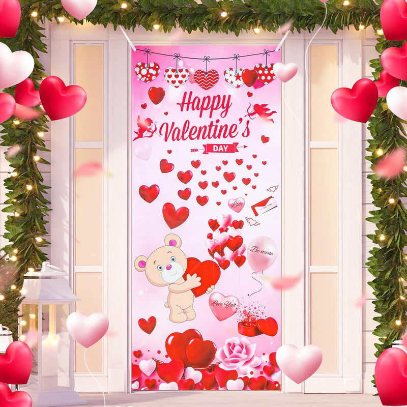 Happy Valentine'S Day Door Cover Large Fabric Valentines Day Accessori