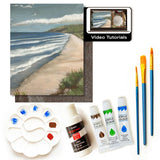 Diy Art Painting Kit For Adults With Video Tutorials – Learn To Paint Atlantic Coast - 9 Pieces Acrylic Paint Set For Adults, Perfect Holiday & Birthday Gift For Art Lovers, Beginner