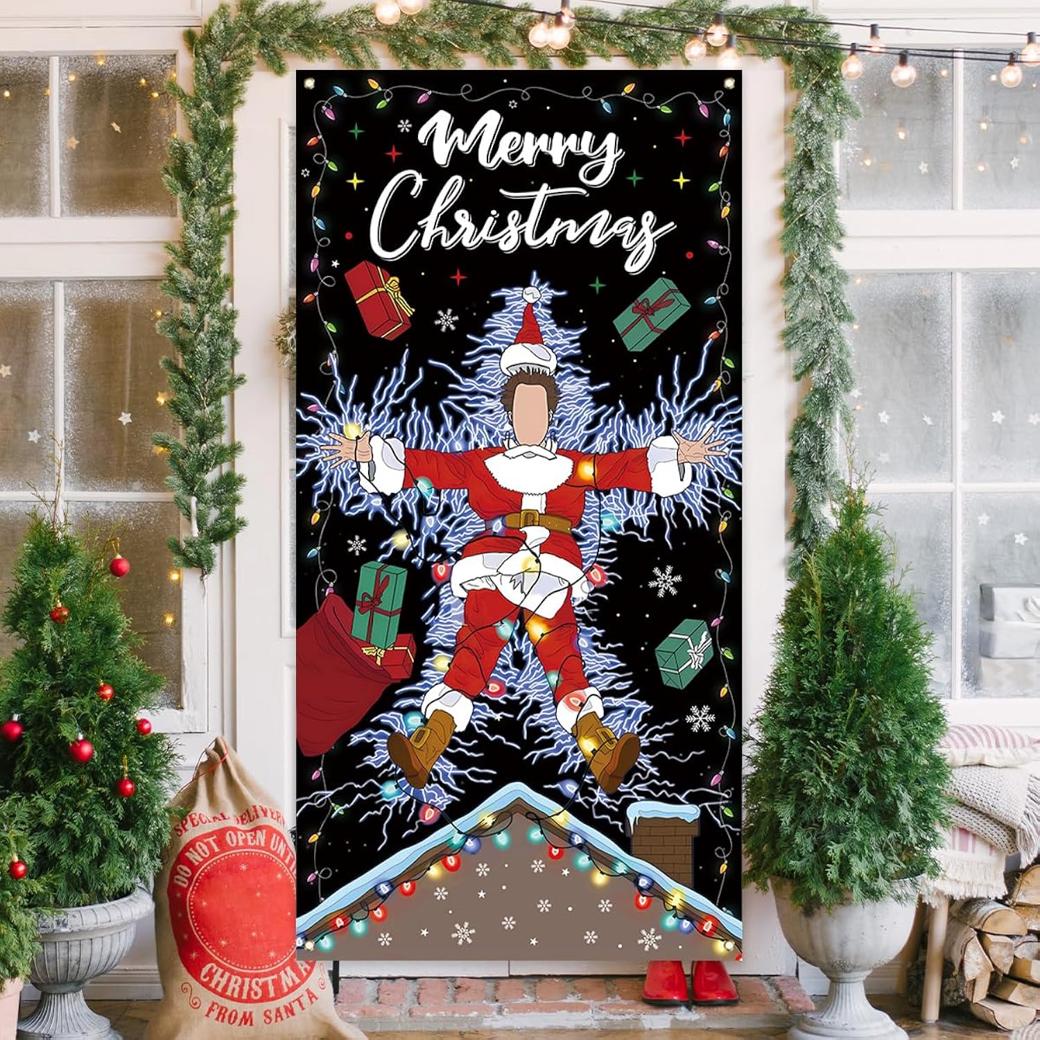 Griswold Family Cousin Eddie Christmas Vacation Door Cover - Funny Christmas Banner Decor For Home & Party