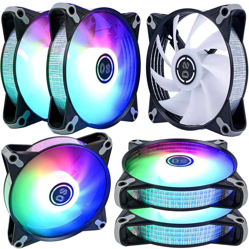 Ds Rgb Fans 120Mm 6 Pack Case Cooling Led Fans For White Black Pc Case, Cpu Co