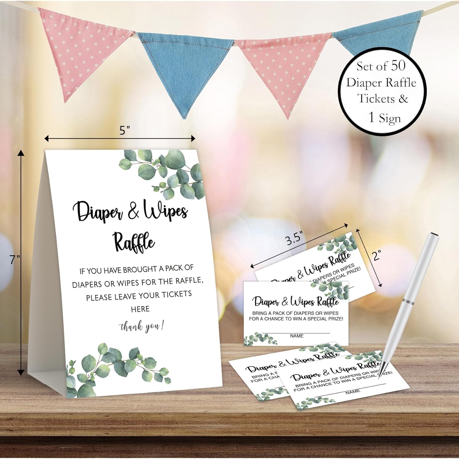 Green Eucalyptus Diapers Wipes Raffle,Diaper Raffle Tickets For Baby Shower,Gender Neutral Baby Shower Decorations,Baby Shower Centerpieces,Diaper Party Decorations,1 Sign&50 Diaper Raffle Cards -1