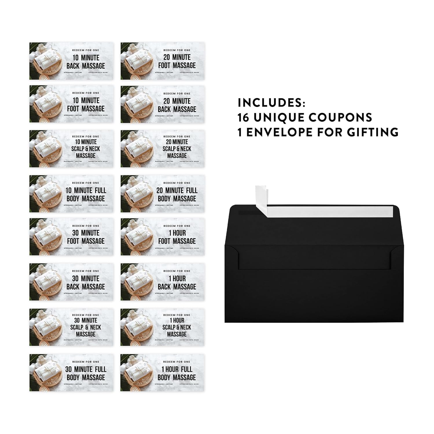 Massage Love Coupons For Him, Her, Husband, Wife, Boyfriend, Girlfriend, Couples, Unique Funny Romantic Valentines Day, Anniversary, Christmas, Birthday, Massage Coupons For Her, 16-Pack