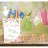Don'T Say Baby Clothespin Games Sign, Pink Flowers Baby Shower Games, 1 Wooden Sign With 50 Mini Clothespins, Game Activity For Baby Shower, Gender Reveal Party Favors Decorations