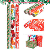 17 Inches X 9 Feet Christmas Wrapping Paper Roll, Mini Roll, 3 Rolls, With Christmas Stocking, Merry Christmas, Candies Holiday Design, Suitable For Xmas, Gift Packaging, Xmas Parties