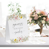 Wildflower How Many Socks Game (1 Standing Sign + 50 Guessing Cards), Baby In Bloom Decorations, Baby Shower Game Ideas-Gs01