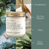 ‘Self Care' Coconut Soy Wax Candle Jar | Premium Hand Poured & Long Burning | Mint & Eucalyptus Scent | Phthalate-Free | For Home, Office, Gift - 7.8 Oz