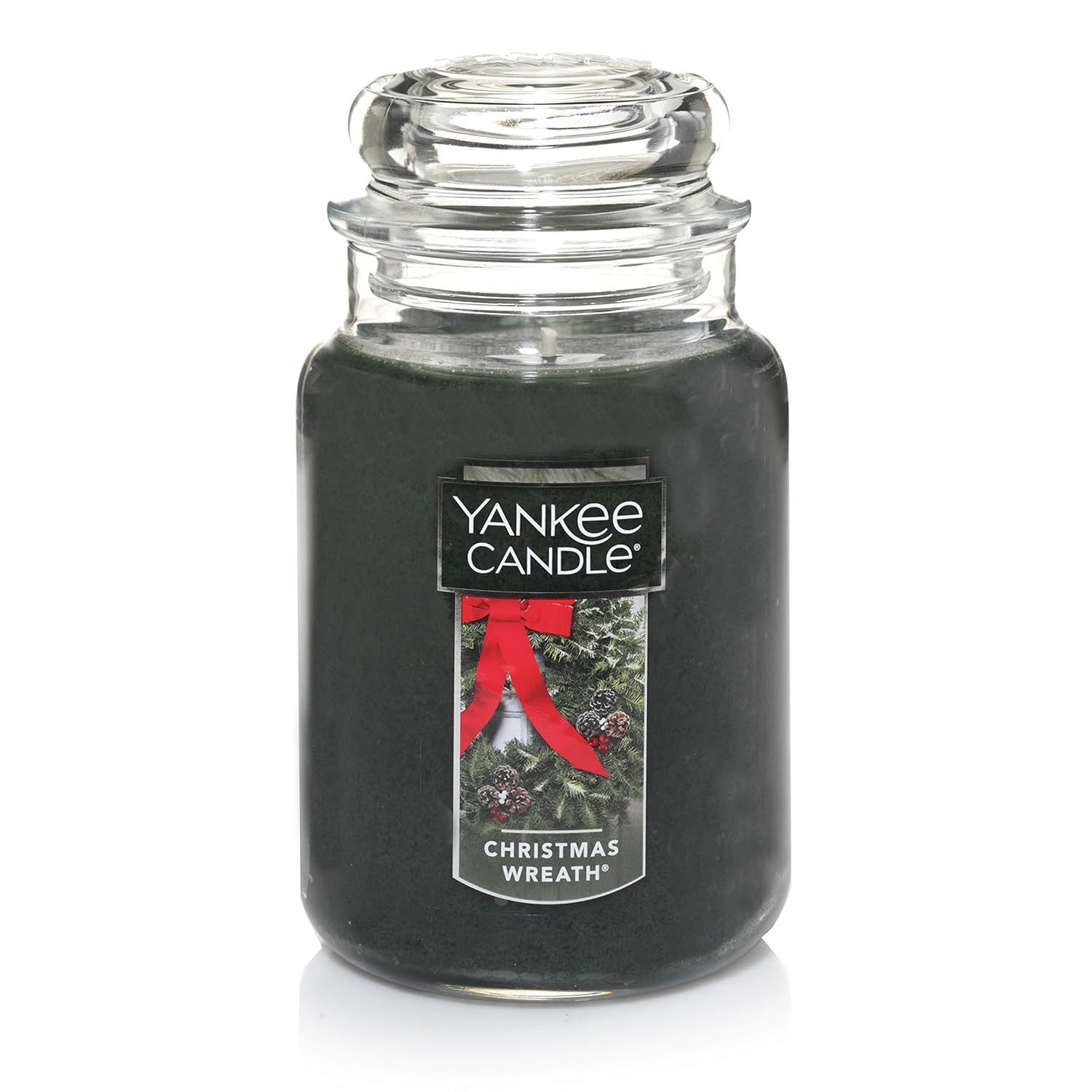 Christmas Wreath Scented, Classic 22Oz Large Jar Single Wick Candle, Over 110 Hours Of Burn Time