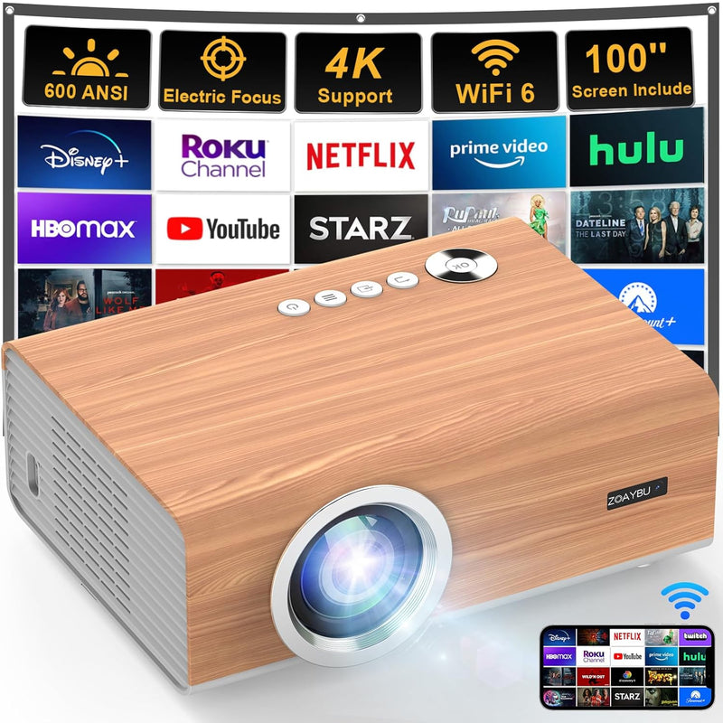 [Electric Focus, Auto Correction] Projector With 5G Wifi And Bluetooth 6.0, Su