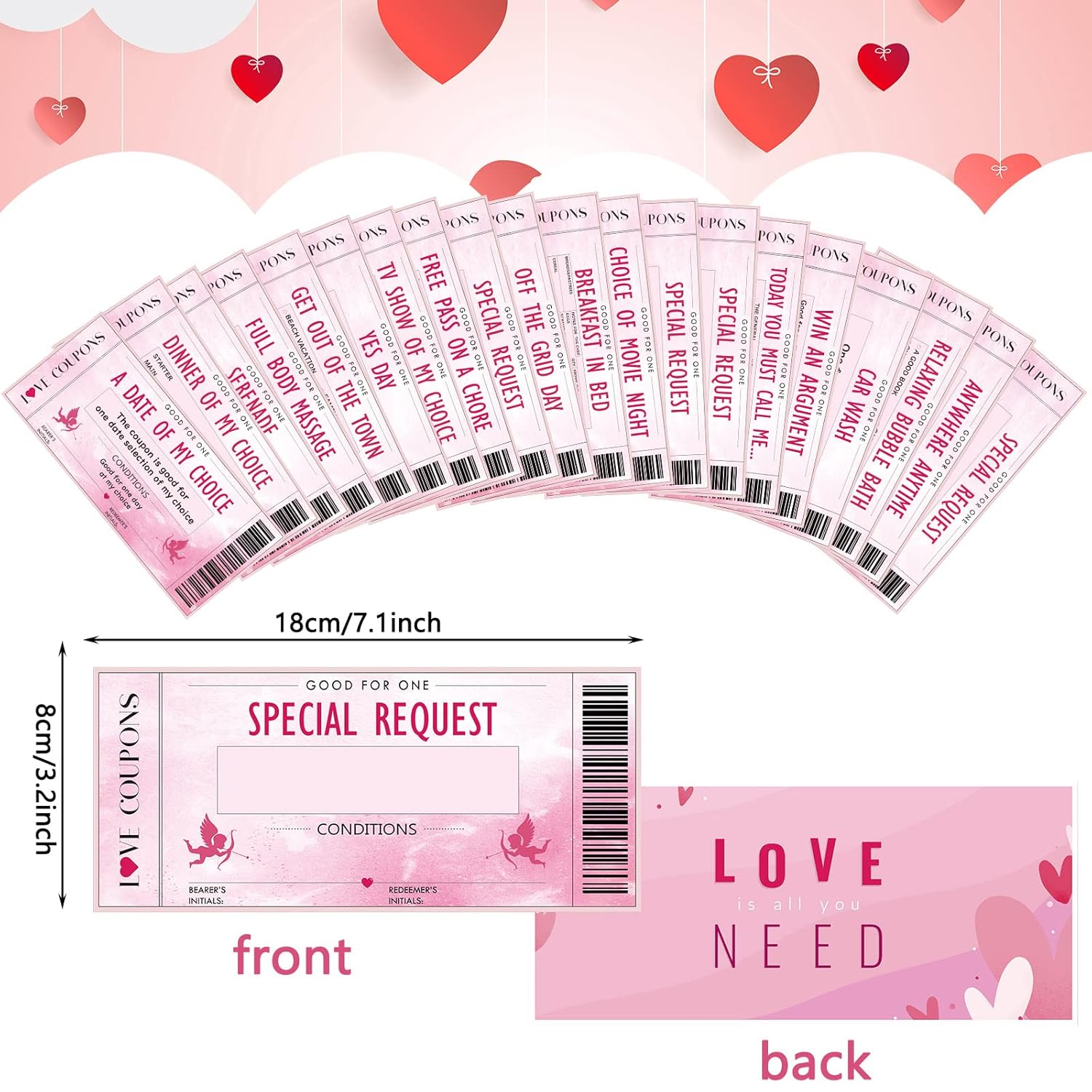 20 Pcs Love Coupons For Him Or Her Valentine'S Couples Coupons Book Romantic Gift I Owe You Cards Sweetest Gifts For Valentines, Birthdays, Anniversary, Husband Boyfriend Girlfriend