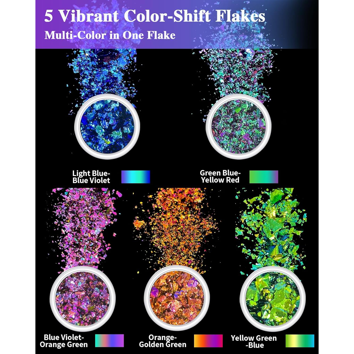 Chameleon Flakes For Epoxy Resin, Intense Color-Shift Pigment For Resin Casting, Molds & Tumblers, Chrome Effect Powder For Diy Art, Crafts, Paint & Soap Making