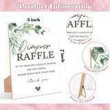 Greenery Baby Shower Diaper Raffle, Pack Of 1 Wooden Tabletop Sign With Stand And 50 Diaper Raffle Tickets, Green Baby Shower Game, Gender Reveal Party Decorations - Eh10