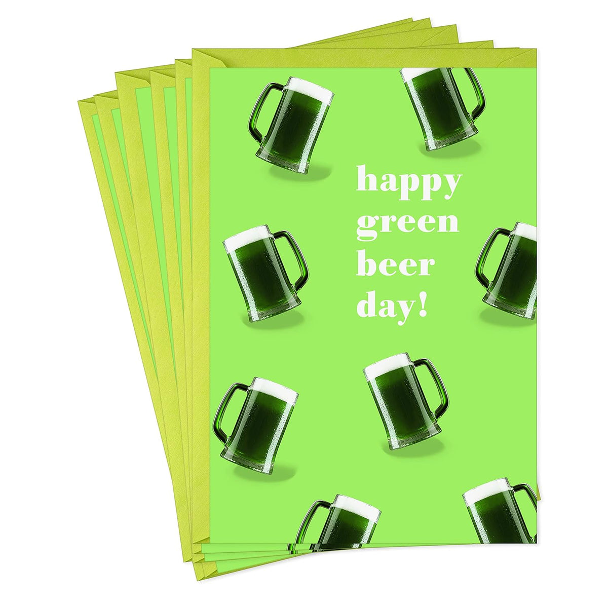Hallmark Shoebox Pack of Funny St. Patricks Day Cards, Green Beer (6 Cards and Envelopes)