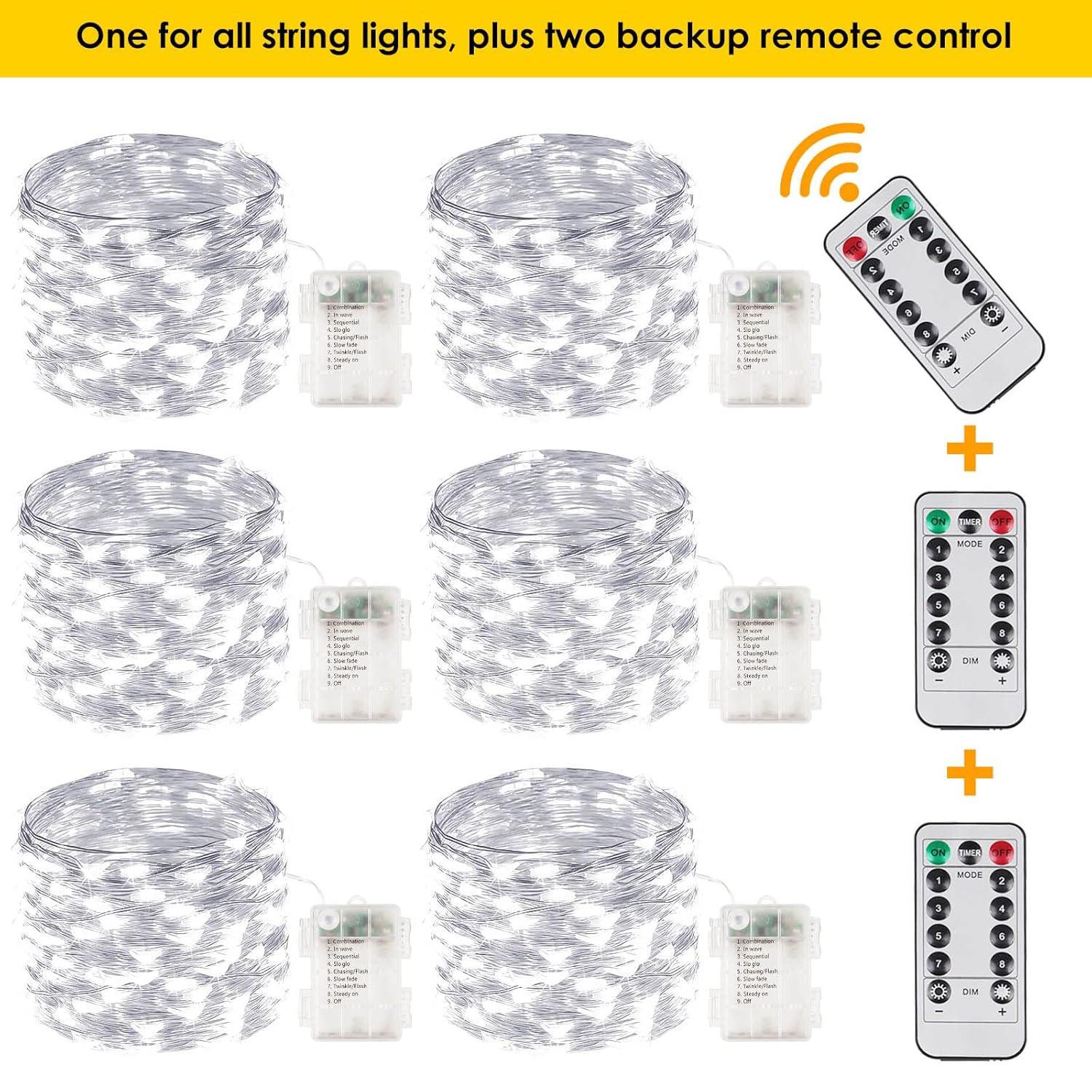6 Pack 100 Led Fairy Lights Battery Operated With Remote, 33Ft Waterproof Twinkle Lights With Timer & 8 Modes, Fairy Str