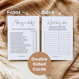 Baby Shower Games, Set Of 4 Minimalist Baby Shower Games For 30 Guests, Boy Or Girl, Double-Sided Cards, 30 Pencils (Minimalist)