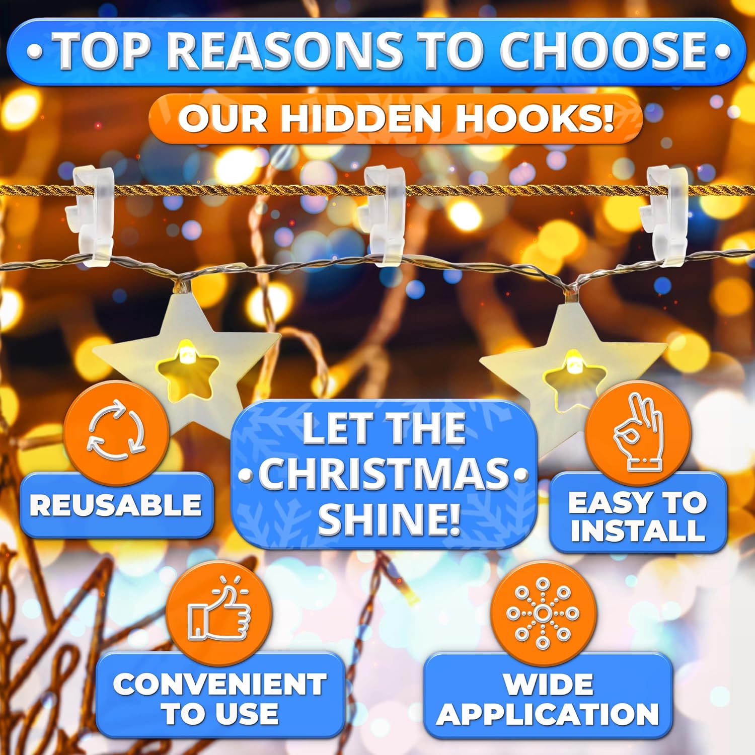 Gutter Clips For Christmas Lights – Christmas Light Gutter Clips 100 Pack – Weatherproof, Plastic, Translucent, Flexible & Long Lasting | Easy To Install For Roof, Gutters, Outdoor String Lights