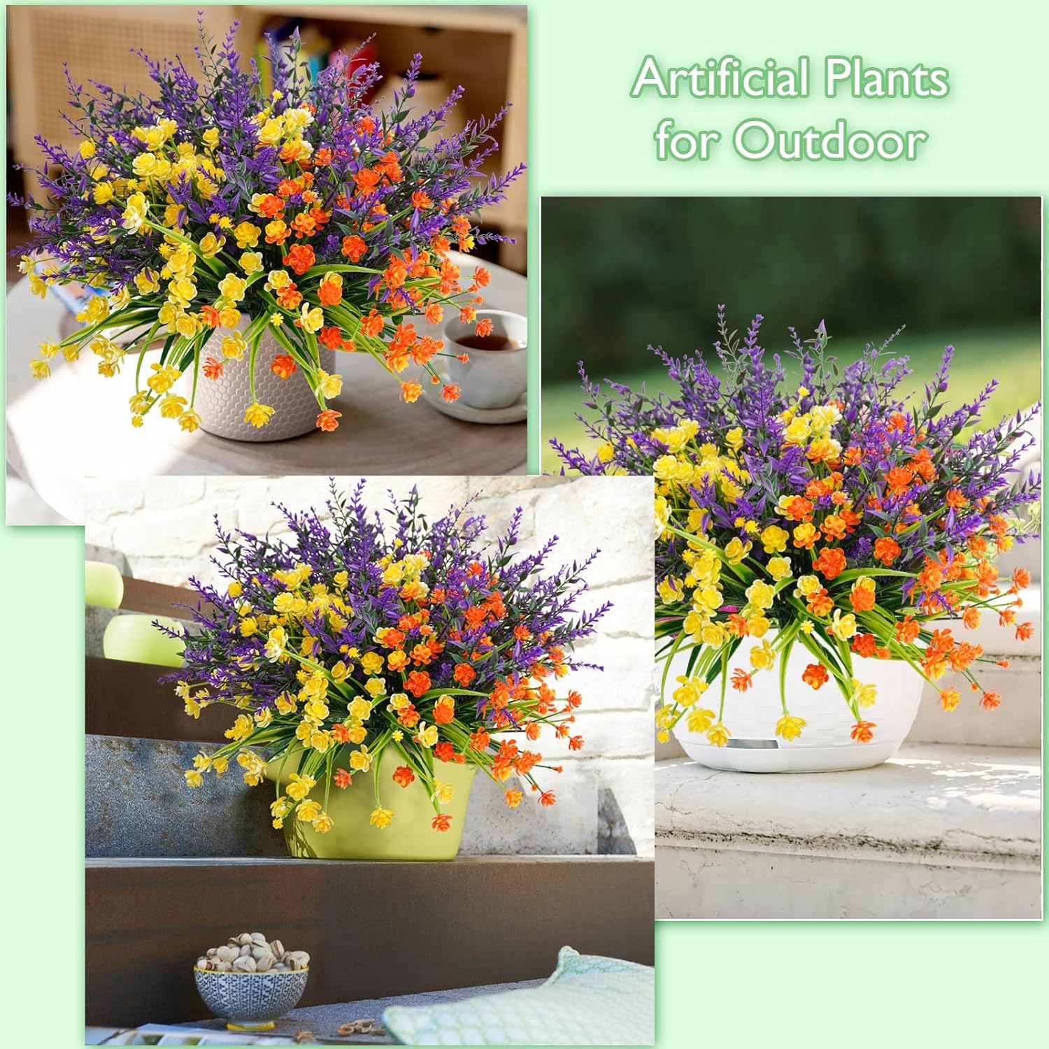 20 Bundles Outdoor Artificial Flowers, Uv Resistant Fake Boxwood Plants Faux Outdoor Plastic Flowers Greenery Shrubs Plants For Spring Indoor Outside Hanging Plants Garden Home Wedding Decor