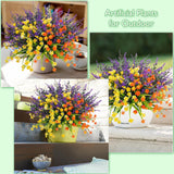 20 Bundles Outdoor Artificial Flowers, Uv Resistant Fake Boxwood Plants Faux Outdoor Plastic Flowers Greenery Shrubs Plants For Spring Indoor Outside Hanging Plants Garden Home Wedding Decor