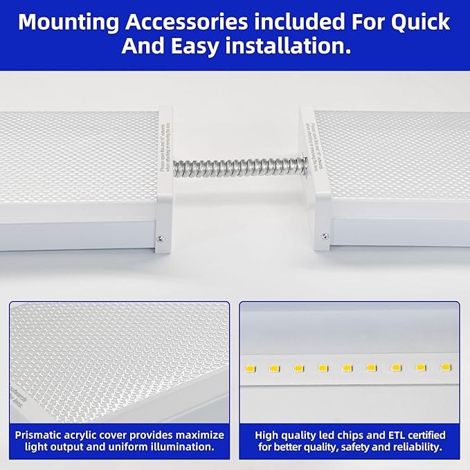 4FT LED Wraparound Light 40W 4400LM 4000K Flush Mount Garage Office Fixture