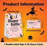 Halloween Baby Shower Games - 50 Diaper Raffle Tickets + 1 Self-Standing Sign - Diaper Raffle Party Game Sets For Baby Announcement Gender Reveal Decorations - B07