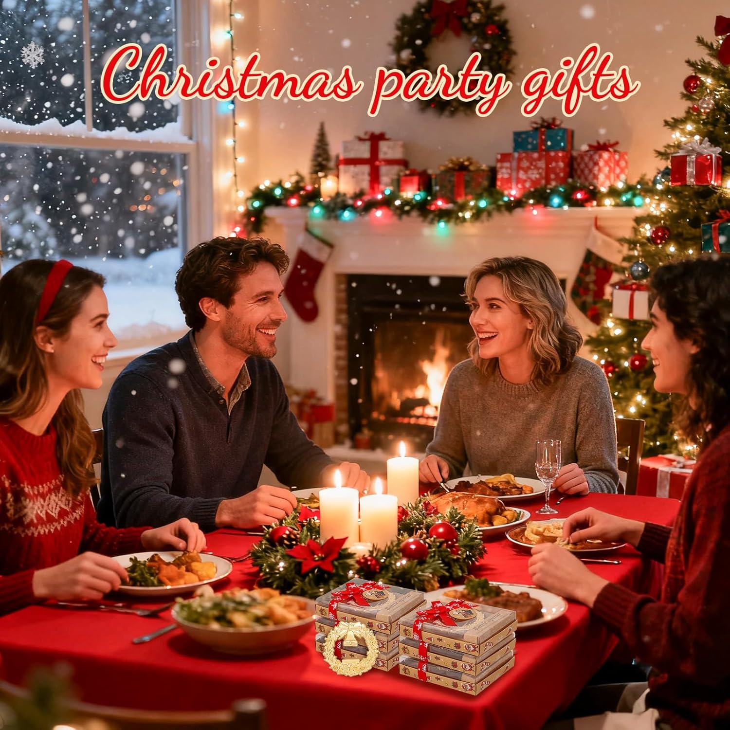 24Pcs Christmas Bottle Openers For Guest Christmas Wreath Bottle Openers Holiday Party Favors Gifts For Baby Shower Wedding Party Souvenirs(Gold Wreath)