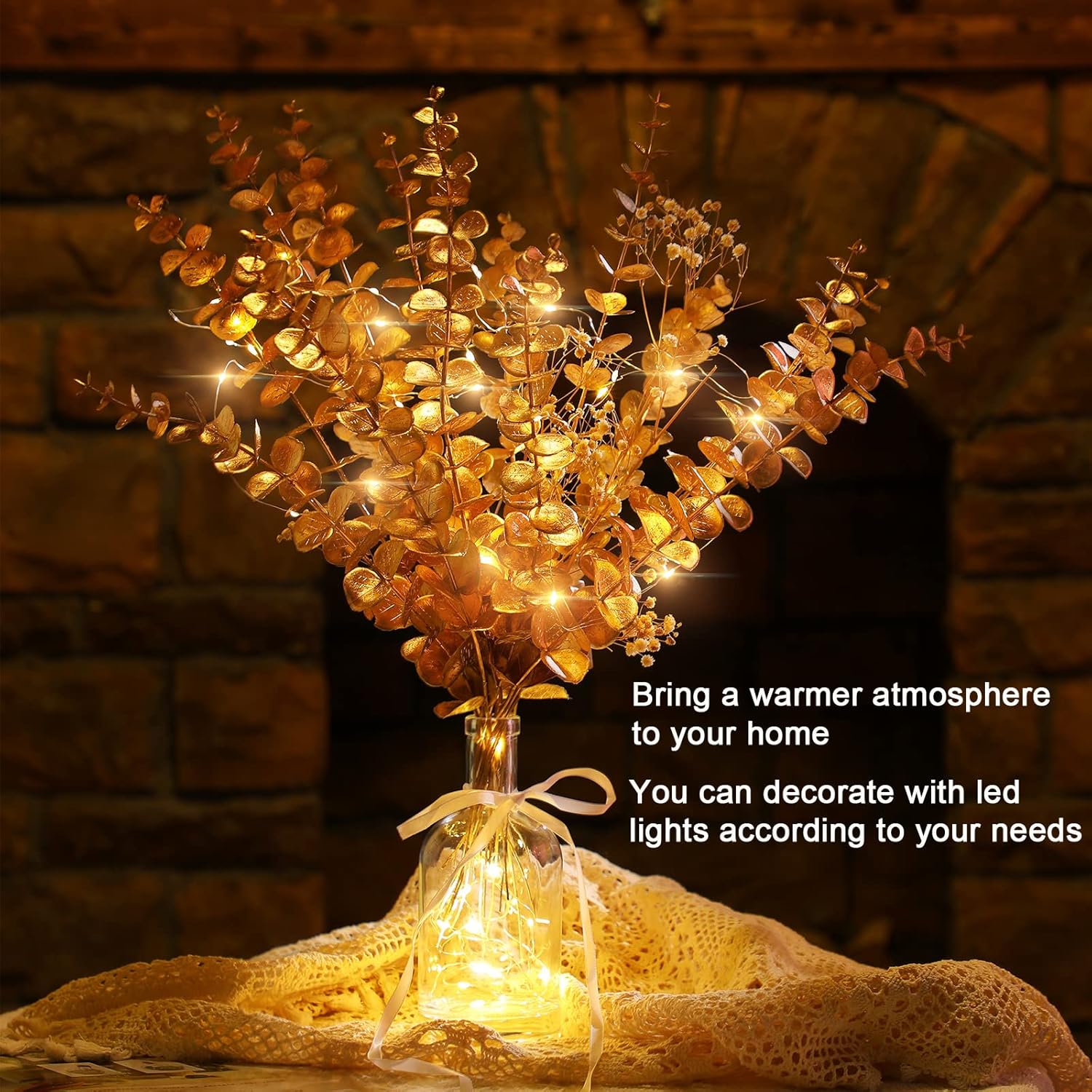 12 Pieces Gold Eucalyptus Stem 16 Inch Artificial Eucalyptus Spray Fake Leave Decor Fall Faux Floral Arrangement Faux Flower For Wedding Party Bouquet Home Farmhouse Vase Diy Craft