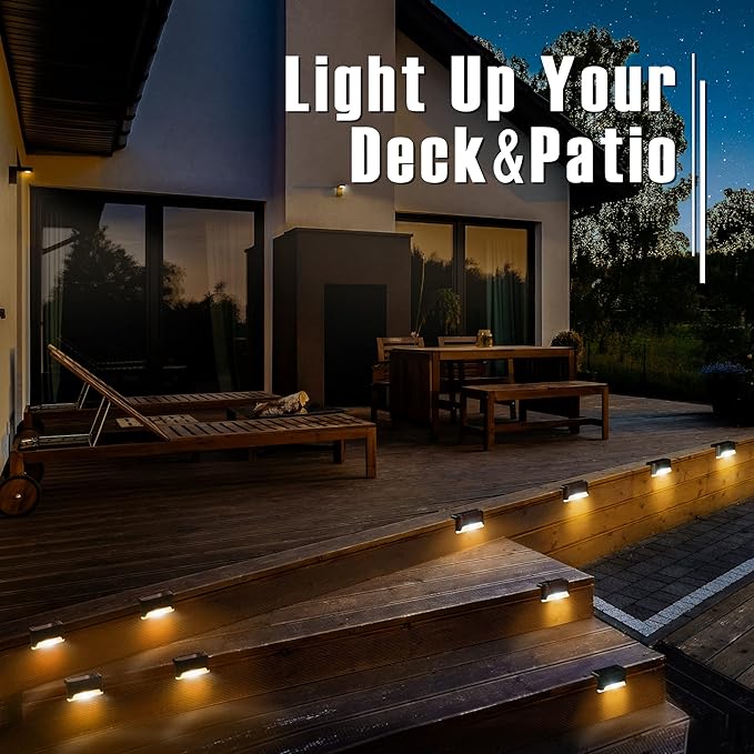 16 Pack Warm White Solar Deck Lights Waterproof Outdoor Step Fence Railing Patio Lights